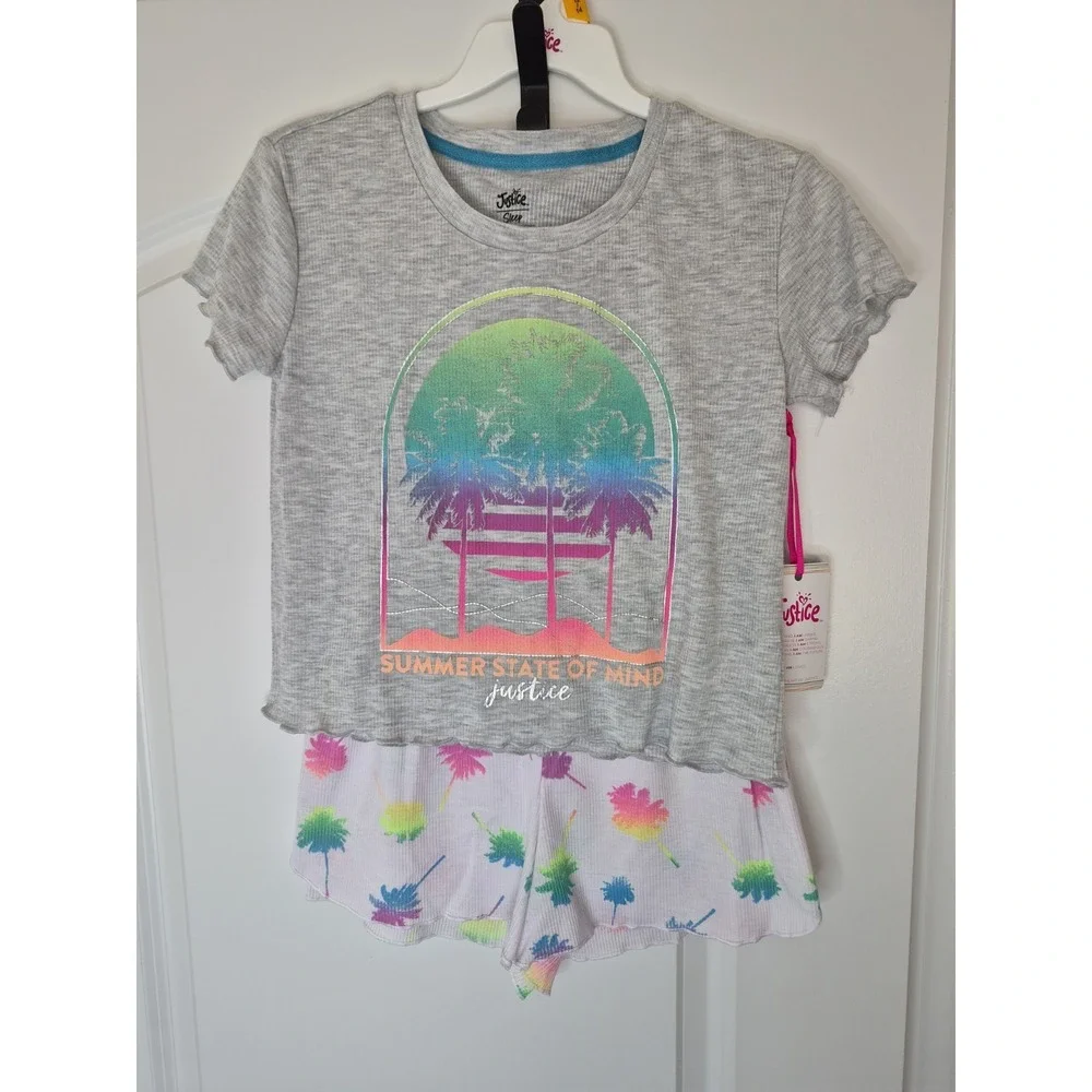 Justice Girls 2pc Short Sleep Set Size L (12/14) ‎ NWT SUMMER